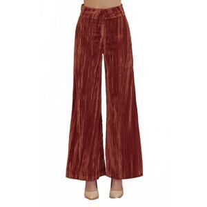 NEW FORE COLLECTION wrinkle velvet wide leg pants in orange